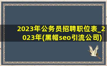 2023年公务员招聘职位表_2023年(黑帽seo引流公司)公务员招聘职位表