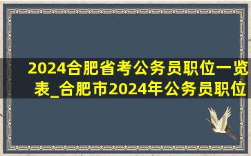 2024合肥省考公务员职位一览表_合肥市2024年公务员职位