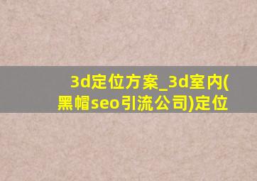 3d定位方案_3d室内(黑帽seo引流公司)定位