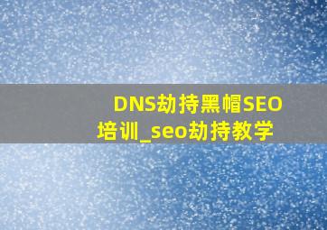 DNS劫持黑帽SEO培训_seo劫持教学