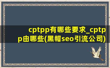 cptpp有哪些要求_cptpp由哪些(黑帽seo引流公司)组成的