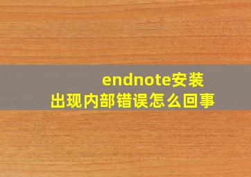 endnote安装出现内部错误怎么回事