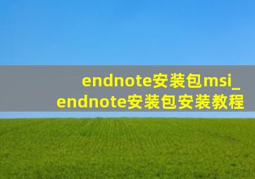 endnote安装包msi_endnote安装包安装教程