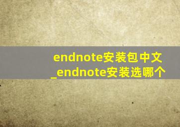 endnote安装包中文_endnote安装选哪个