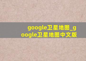 google卫星地图_google卫星地图中文版