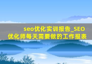 seo优化实训报告_SEO优化师每天需要做的工作报表