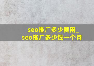 seo推广多少费用_seo推广多少钱一个月