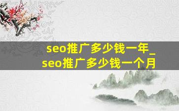 seo推广多少钱一年_seo推广多少钱一个月
