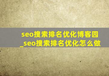 seo搜索排名优化博客园_seo搜索排名优化怎么做