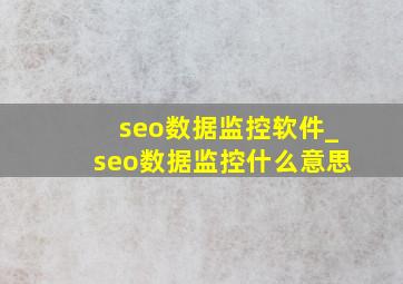 seo数据监控软件_seo数据监控什么意思