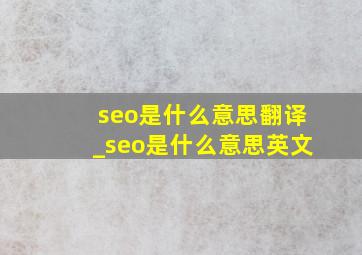 seo是什么意思翻译_seo是什么意思英文