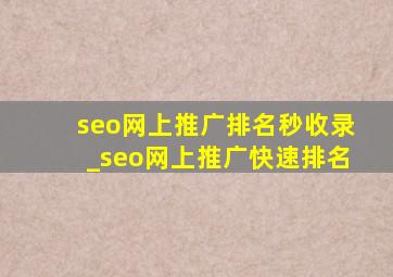 seo网上推广排名秒收录_seo网上推广快速排名
