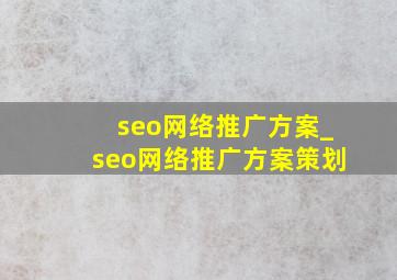 seo网络推广方案_seo网络推广方案策划