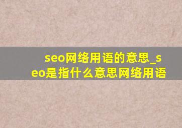 seo网络用语的意思_seo是指什么意思网络用语