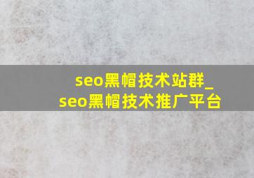 seo黑帽技术站群_seo黑帽技术推广平台