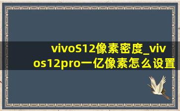 vivoS12像素密度_vivos12pro一亿像素怎么设置