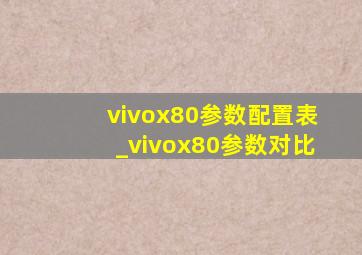 vivox80参数配置表_vivox80参数对比