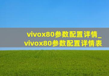 vivox80参数配置详情_vivox80参数配置详情表