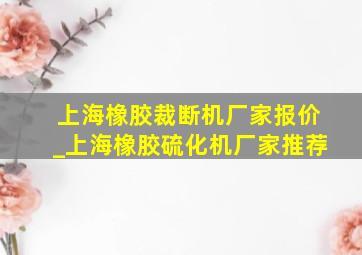 上海橡胶裁断机厂家报价_上海橡胶硫化机厂家推荐