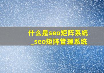 什么是seo矩阵系统_seo矩阵管理系统