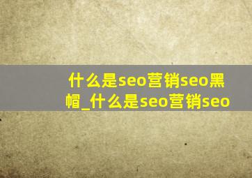什么是seo营销seo黑帽_什么是seo营销seo