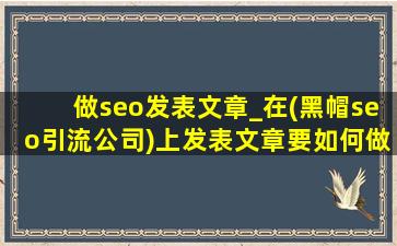 做seo发表文章_在(黑帽seo引流公司)上发表文章要如何做seo