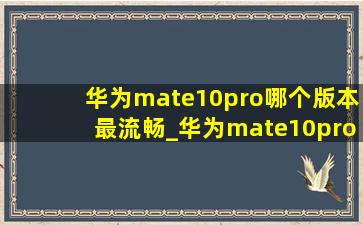 华为mate10pro哪个版本最流畅_华为mate10pro哪个版本系统好