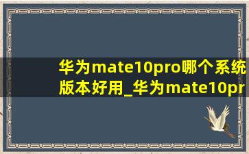 华为mate10pro哪个系统版本好用_华为mate10pro哪个系统版本好