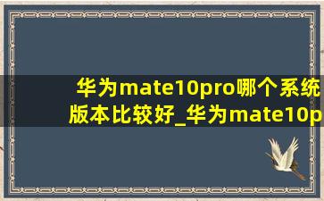 华为mate10pro哪个系统版本比较好_华为mate10pro哪个系统版本好