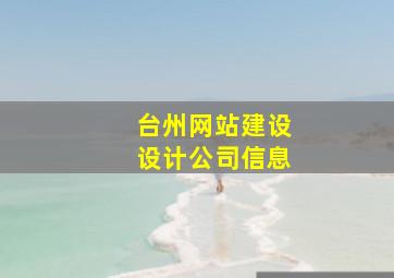 台州网站建设设计公司信息