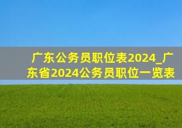 广东公务员职位表2024_广东省2024公务员职位一览表