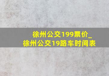 徐州公交199票价_徐州公交19路车时间表
