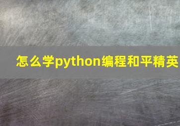 怎么学python编程和平精英
