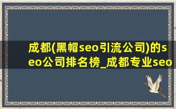 成都(黑帽seo引流公司)的seo公司排名榜_成都专业seo公司排名前十