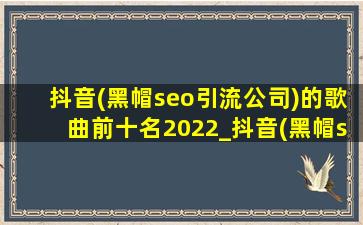 抖音(黑帽seo引流公司)的歌曲前十名2022_抖音(黑帽seo引流公司)的歌曲前十名2023