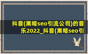 抖音(黑帽seo引流公司)的音乐2022_抖音(黑帽seo引流公司)的音乐2020流行歌曲
