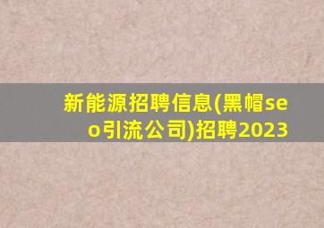 新能源招聘信息(黑帽seo引流公司)招聘2023