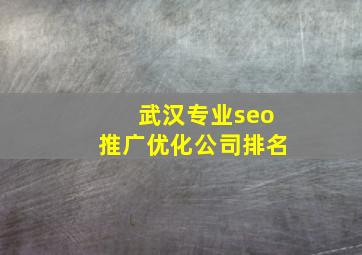 武汉专业seo推广优化公司排名
