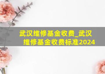 武汉维修基金收费_武汉维修基金收费标准2024