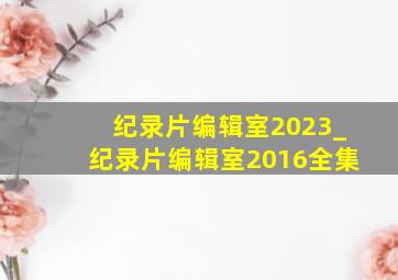 纪录片编辑室2023_纪录片编辑室2016全集