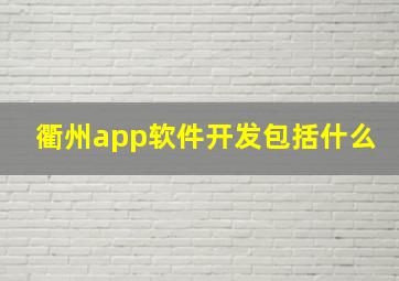 衢州app软件开发包括什么