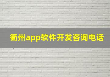 衢州app软件开发咨询电话