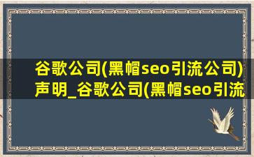 谷歌公司(黑帽seo引流公司)声明_谷歌公司(黑帽seo引流公司)系统