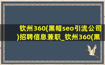 钦州360(黑帽seo引流公司)招聘信息兼职_钦州360(黑帽seo引流公司)招聘信息首页