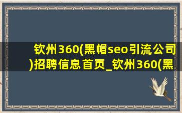 钦州360(黑帽seo引流公司)招聘信息首页_钦州360(黑帽seo引流公司)招聘信息兼职