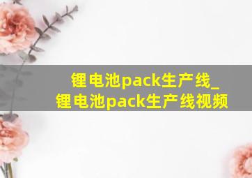 锂电池pack生产线_锂电池pack生产线视频