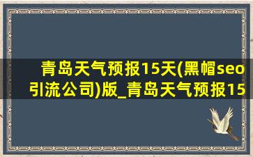 青岛天气预报15天(黑帽seo引流公司)版_青岛天气预报15天实时